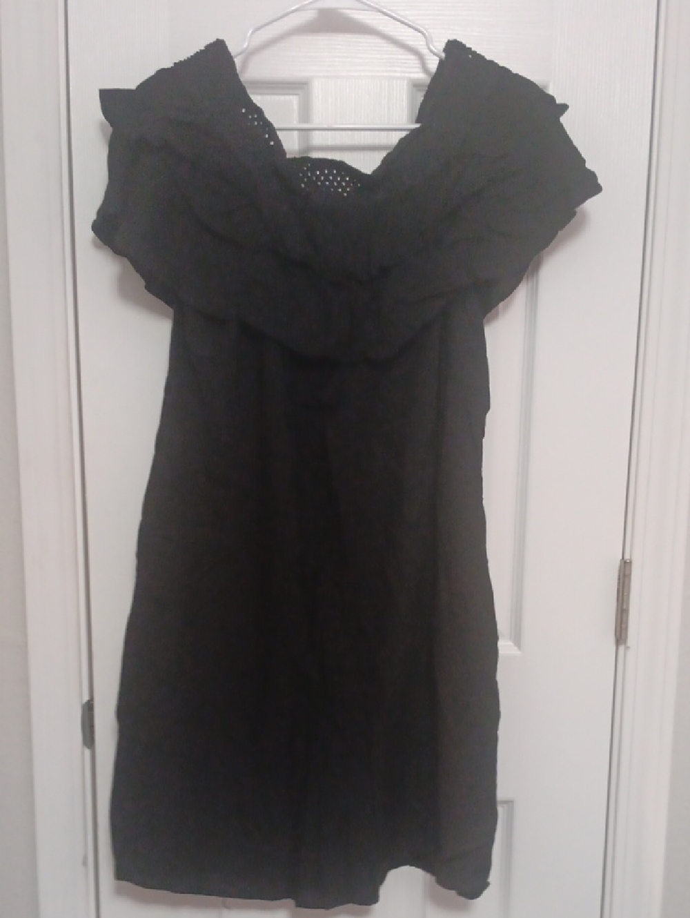 Black Off-Shoulder Ruffle Mini Dress